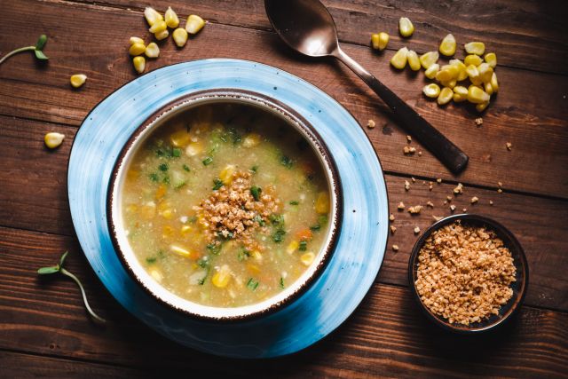 Corn&Fried Garlic soup